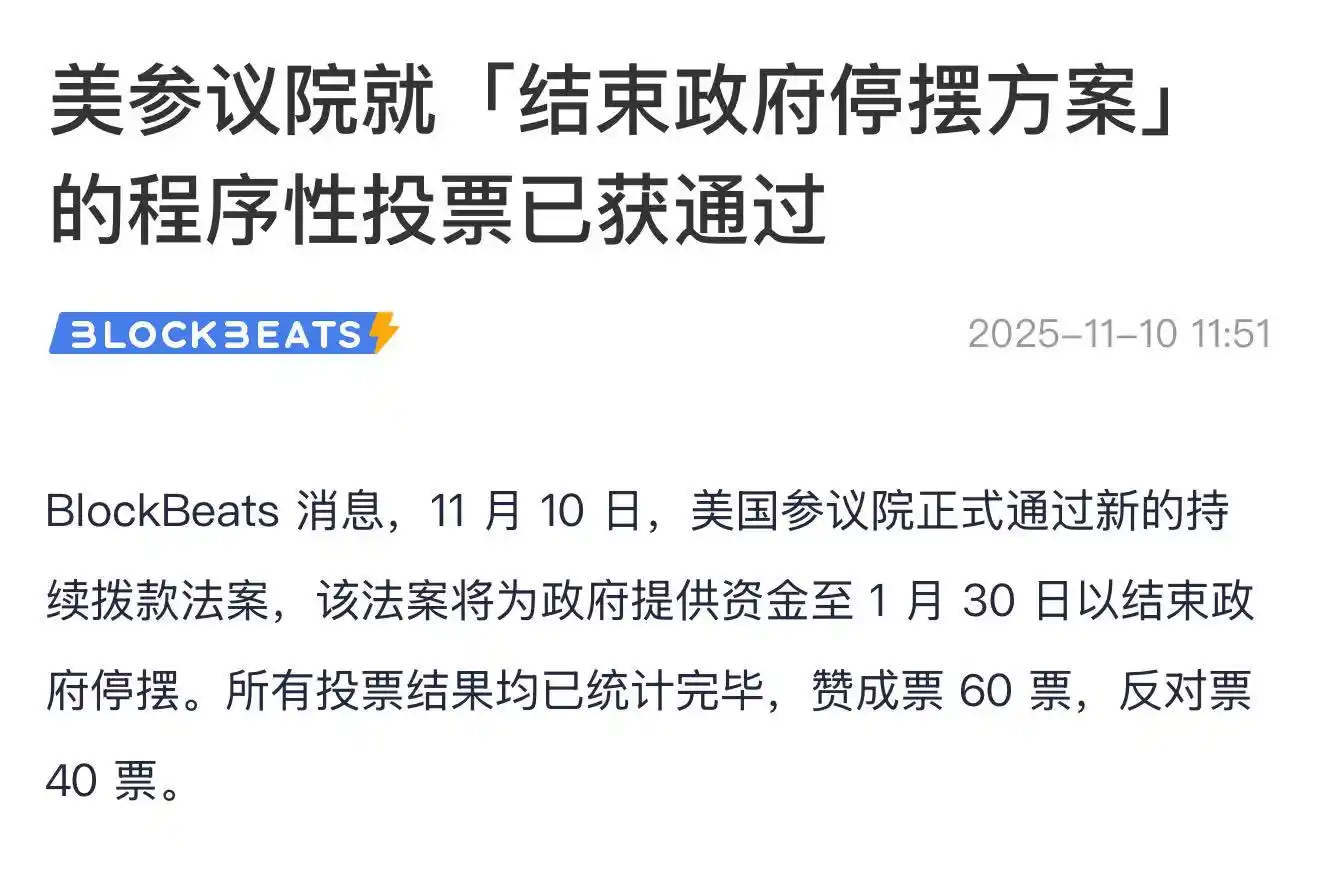 美国政府将结束停摆，小牛市启动在即？比特币终于要涨了