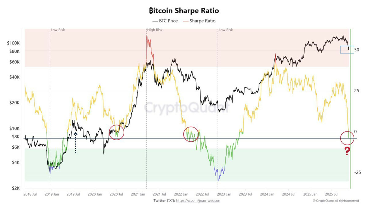 BTC夏普近零，Hayes警告风险失衡