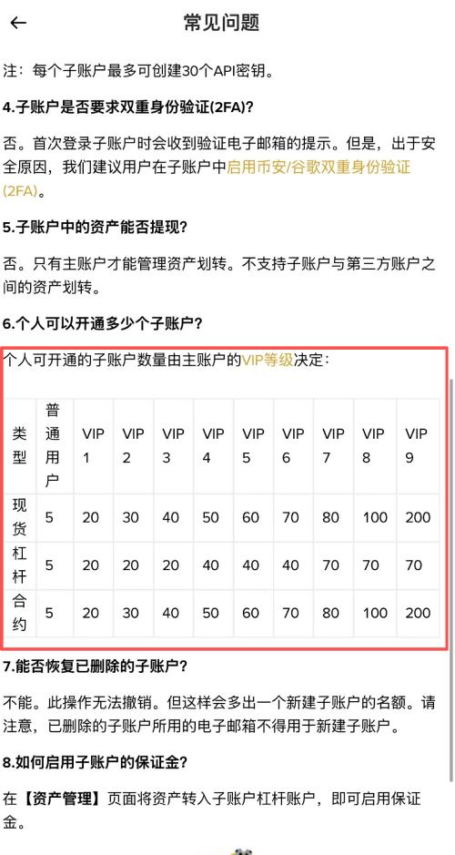 币安子帐户介绍