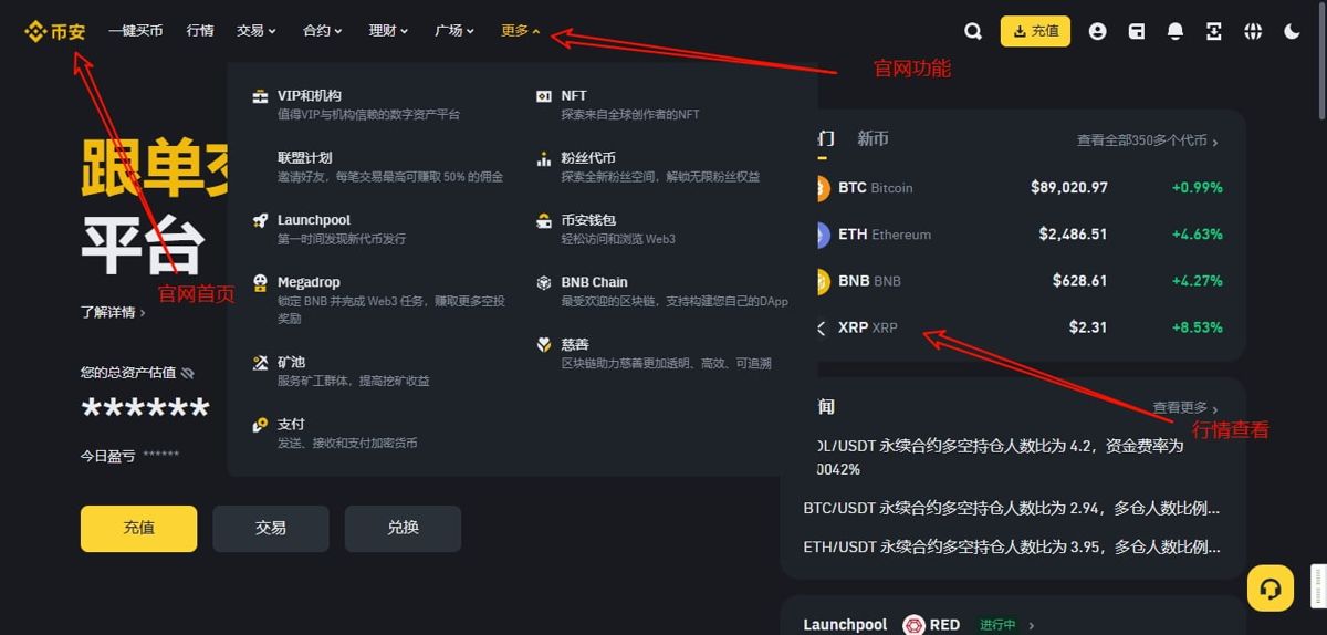 访问币安官方网站