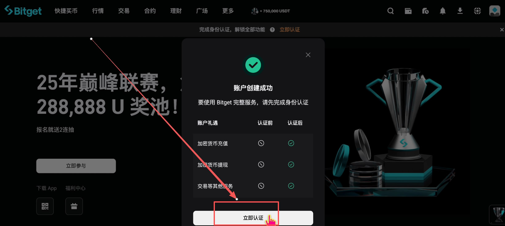 如何注册Bitget交易所并进行身份认证?获得120USDT的体验金奖励_图4