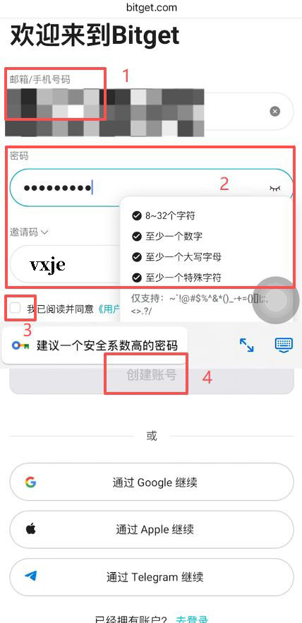 第二步:填写账户信息与验证