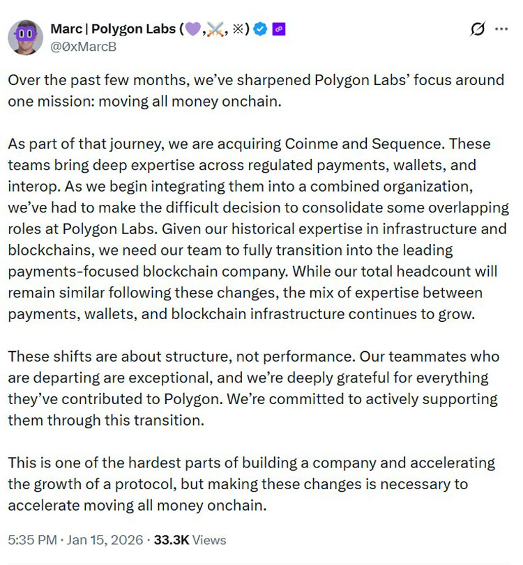 Polygon裁员押注稳定币支付