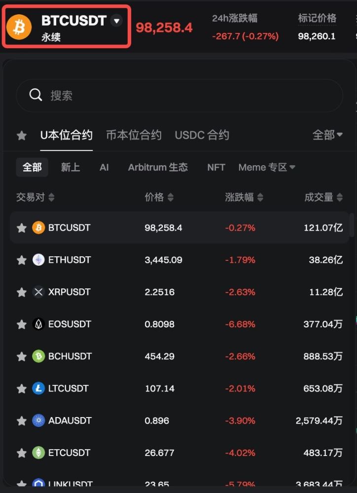 Bitget进行U本位合约交易