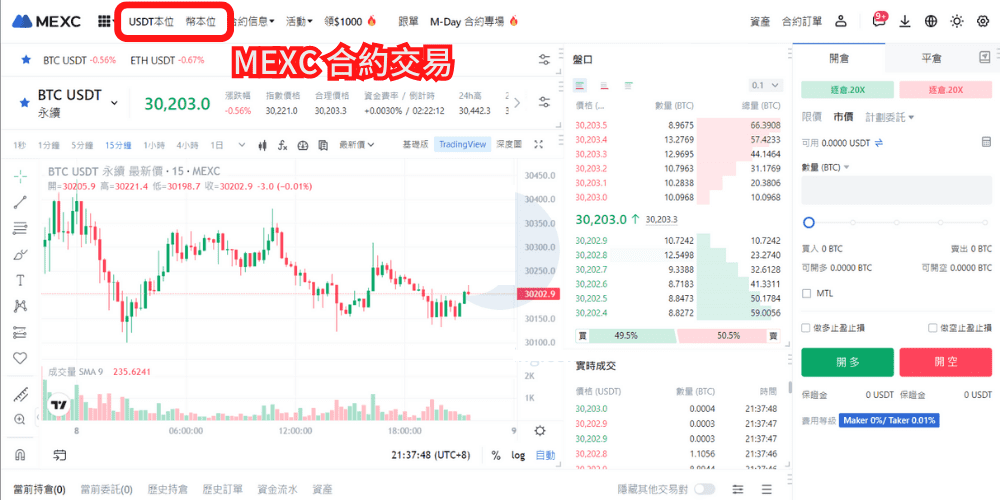 MEXC 合约交易,永续 U 本位与币本位