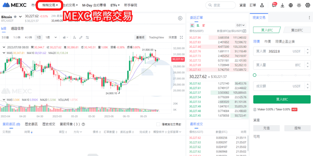 MEXC 币币交易,超多币种与交易对