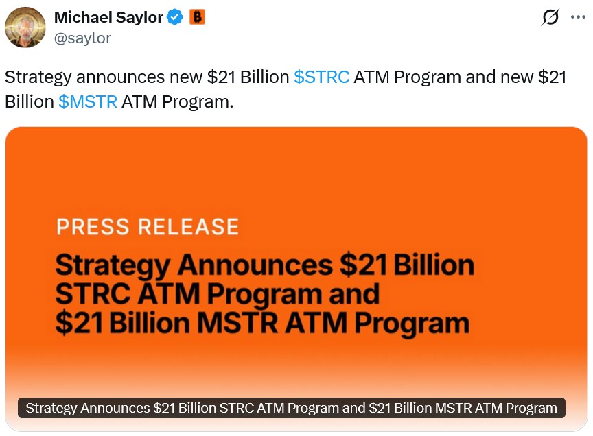 Strategy441亿美元拟增持比特币
