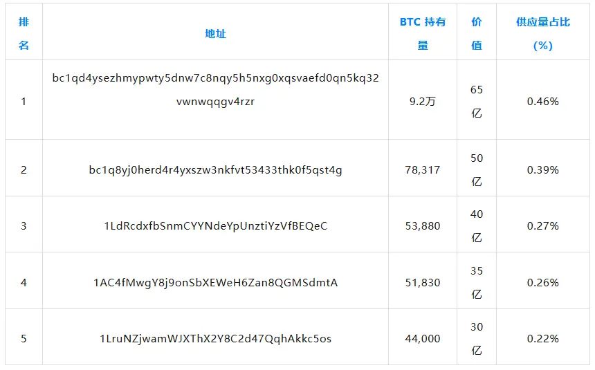 拥有比特币最多的公司和个人