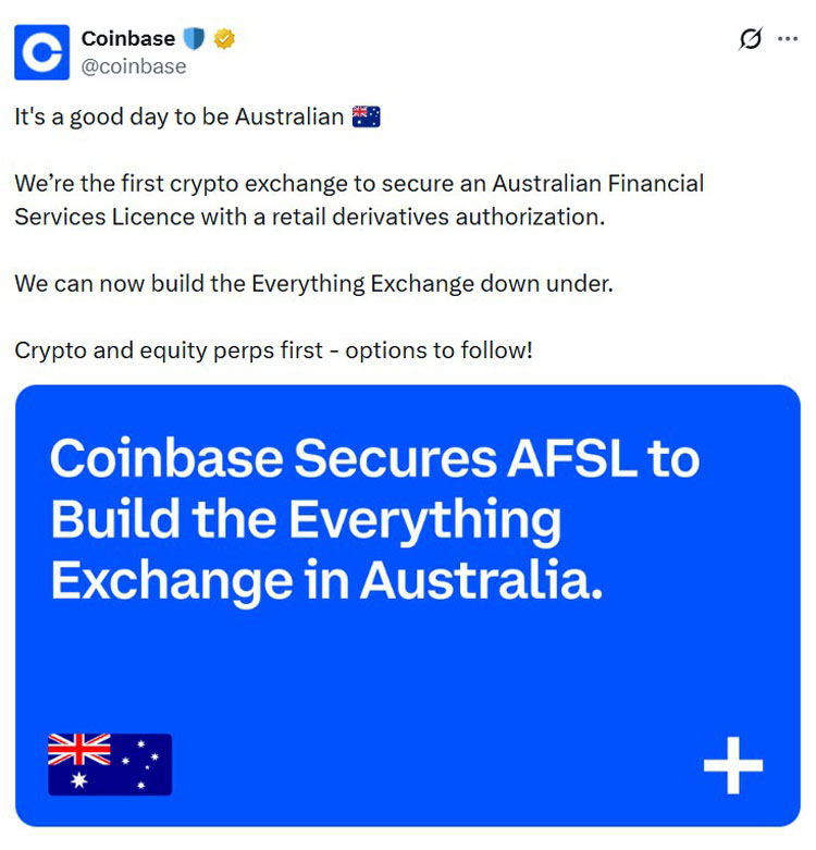 Coinbase获澳牌拓澳股交易