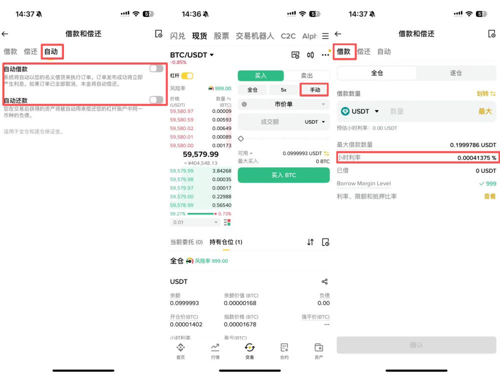 Step 4：币安杠杆借还款设定