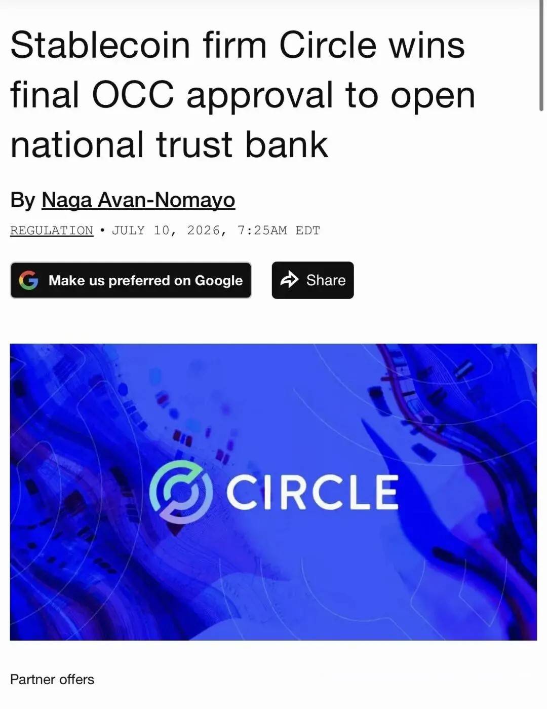 Circle 拿到了稳定币的“联邦基础设施牌照”:Circle National Trust 获 OCC 最终批准的深层含义