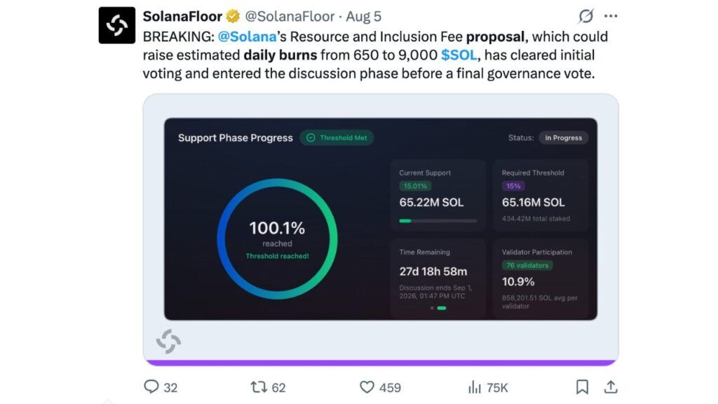 Solana治理提案：SOL 日燃烧量或增超 10 倍，通胀同步下行