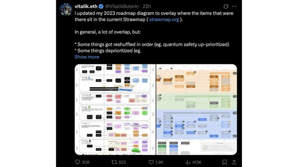 Vitalik Buterin更新以太坊路线图：添加隐私、量子安全和人工智能功能
