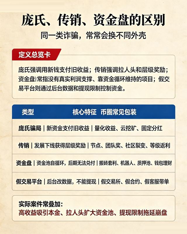 庞氏、传销、资金盘有什么区别？