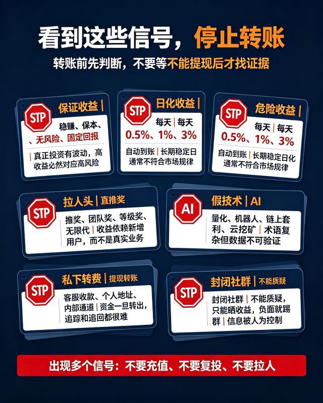 投资诈骗识别：看到这些信号要停止转账