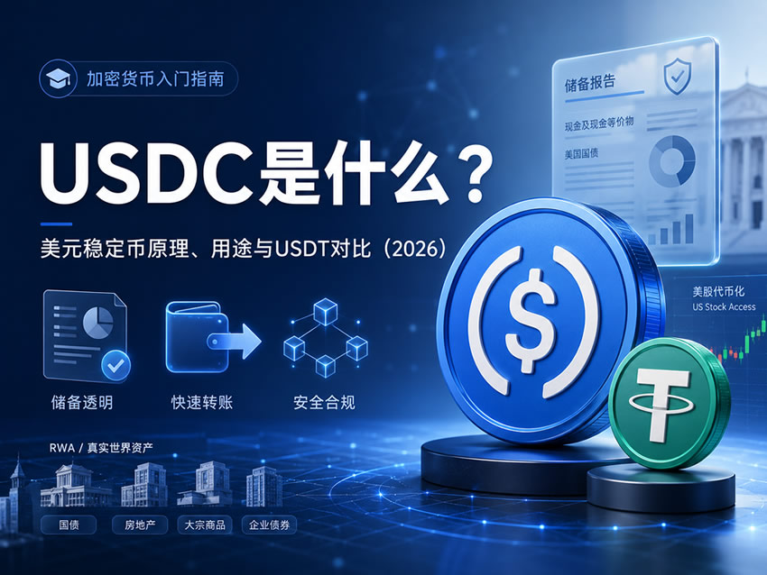 USDC是什么?美元稳定币USDC原理、用途与USDT对比(2026最新)
