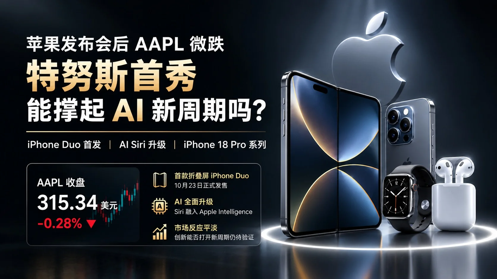 苹果发布会后AAPL微跌特努斯首秀
