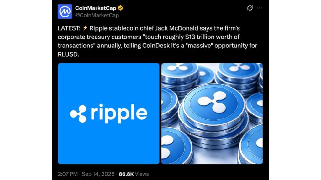 Ripple的RLUSD目标市场规模达13万亿美元