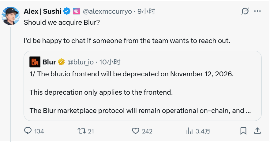 Blur官宣关停前端，Pacman空投驱动飞轮走向落幕